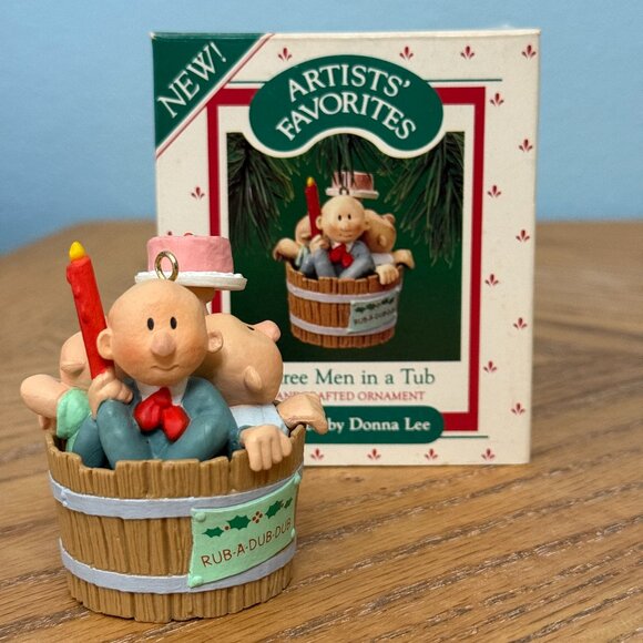 Vintage Hallmark Keepsake Ornament Three Men In A Tub 1987 - Picture 1 of 9